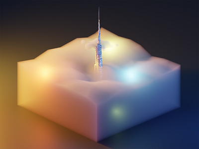 Burj Khalifa Above Clouds 3d 3d art architecture blender blender3d burj khalifa clouds cycles design dubai emirates illustration isometric isometric art isometric design low poly lowpoly