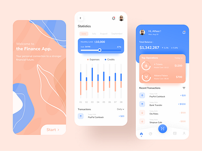 Finance App UI Design app banking banking app business business card cards ui dashboad design finance finance app illustration minimal mobile app mobile apps mobile ui personal finance stats ui