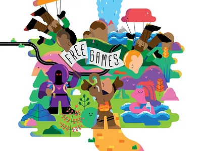 Free Games cute editorial free freelance illustration illustrator vector