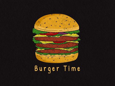 Burger Time artwork branding bread burger concept design drawing fast food food illustration junk food retro tasty vintage