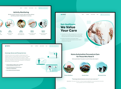Landing page for elderly's health monitoring devices elderly healthcare hero landing medical monitoring old people website