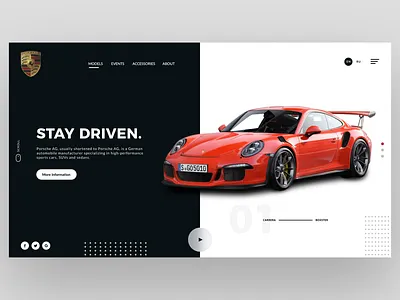 Porsche Header UI Design Concept | Rish Designs car website dailyui dark ui figma header hero landing page design porsche porsche 911 rish designs ui ui design uiux ux uxui