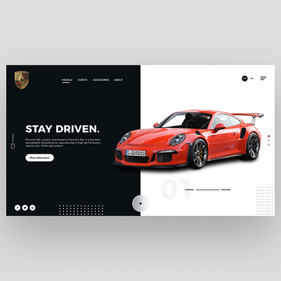 Porsche Header UI Design Concept | Rish Designs car website dailyui dark ui figma header hero landing page design porsche porsche 911 rish designs ui ui design uiux ux uxui