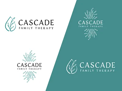 Cascade Family Therapy Branding branches branding logo natural teal water