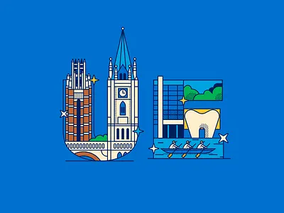 UE architecture college dentistry flat illustration landscape school