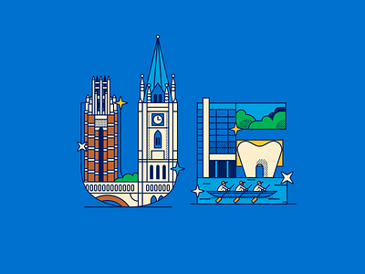 UE architecture college dentistry flat illustration landscape school