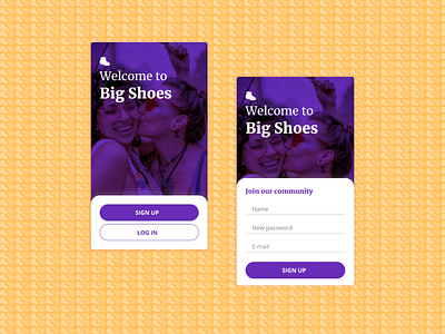 Daily UI 001 | Big Shoes App 001 app dailyux lesbian lgbtq mobile signup simple study ui