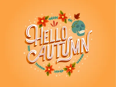 2020 Autumn Postcard autumn card color palette colorful colorful art exploration fall foliage greeting card hand drawn handmade illustration letters new style postcard season skull spooky texture wip