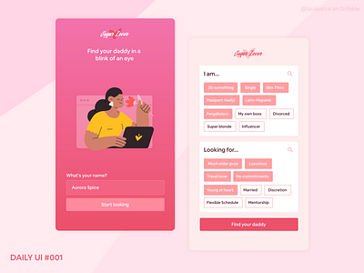 #001 Sign Up app dailyui dailyui 001 dailyuichallenge dating sugar tinder ui