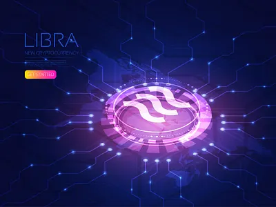 Libra artificial intelligence background cash coin cryptocurrency design digital exchange facebook hologram hud illustration isometric laser libra money technology user interface vector