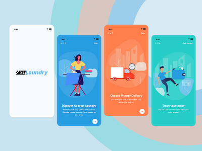 Splash & Onboarding Screens For Laundry Customer App laundry app uiuxdesign