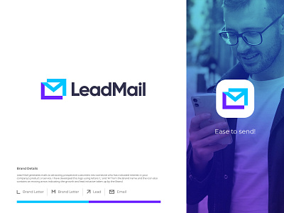 LeadMail app arrow branding clever email growth icon identity illustration l lead logo logomark logotype m mail mark minimal move symbol