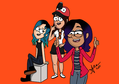 Chuma, Mika and I in GF style clip studio paint friendship gravity falls illustration