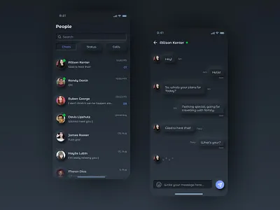 Direct Messaging 013 app deisgn clean dailyui dark theme design2020 inspiration minimal mobile design neomorphic neomorphism trend2020 ui ux ui ux designer uidesign