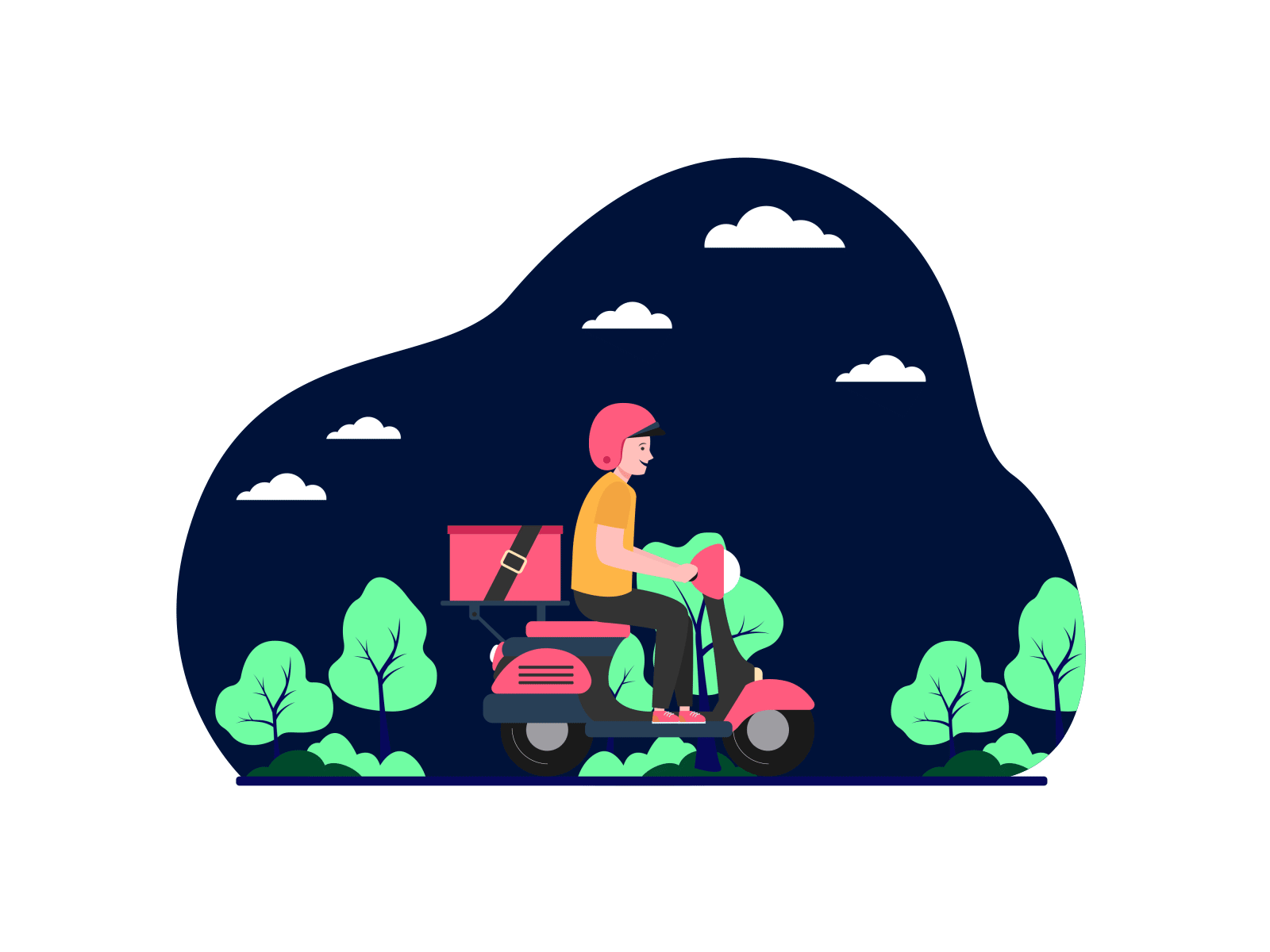 delivery service animation delivery delivery app delivery service design ecommerce illustration loop motobike shipper shipping shipping box shipping company shipping management street ui vector