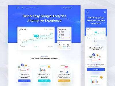 Growtics - Landing Page big sur blue clean dashboard design landing page minimal ui web design website