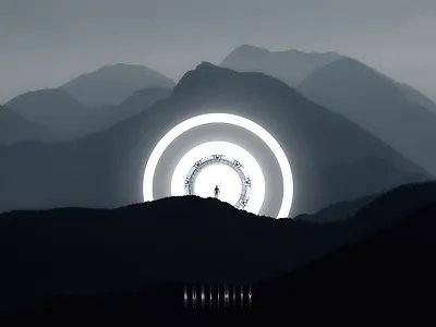 Sublimity 2020 art digital edit geometry illustration inspiration inspire landscape monochrome mountains nature photo photoshop sci fi shape shine style stylish trend