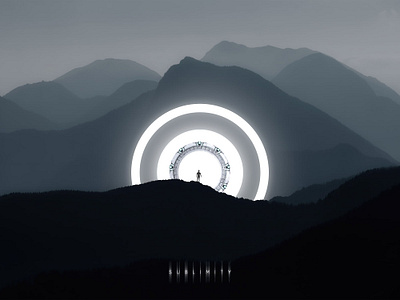Sublimity 2020 art digital edit geometry illustration inspiration inspire landscape monochrome mountains nature photo photoshop sci fi shape shine style stylish trend