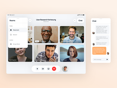 Education Platform - Conference Classroom app app design chat clean concept conference education google meet learning lecture minimal mobile app mobile design platform rooms ui university ux zoom
