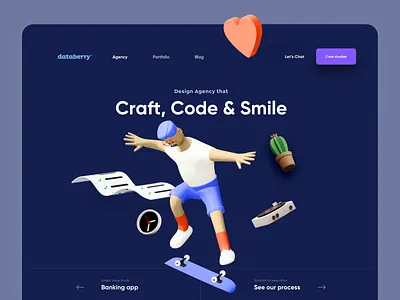 3D Creative Agency Landing Page 3d art 3d illustration agency website animation dark mode design figma freelancer gradient illustraion landing design minimal popular shot product design typogaphy ui web design website design