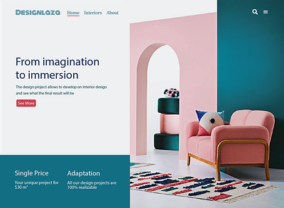 Landing Page of Designlaza aesthetics composition graphics illustraion interior interiordesign landing landing page logo oncolor onepage start up webdesign