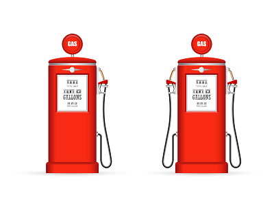 RETRO GAS PUMP 3 antique diesel energy fuel gas gas pump gas station gasoline industry oil old petroleum pump red retro services station transport vector