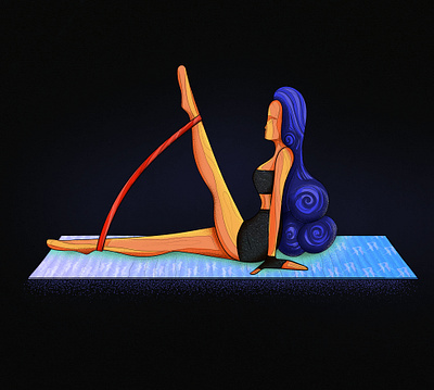 Lady in black doing some homeworkout. 2d art character design digitalart drawing gymnastics illustration art photoshop art