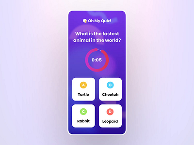 Quiz App Mobile Design animals answer app dark theme dark ui design game interaction light mobile mvp questionnaire quiz react native ronas it smooth animation timer trivia ui ux