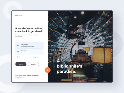 Online library split screen - log in page app books clean concept library log in minimal nayeem sign in sign up split ui ui design uiux ux web design web design webpage webportal website