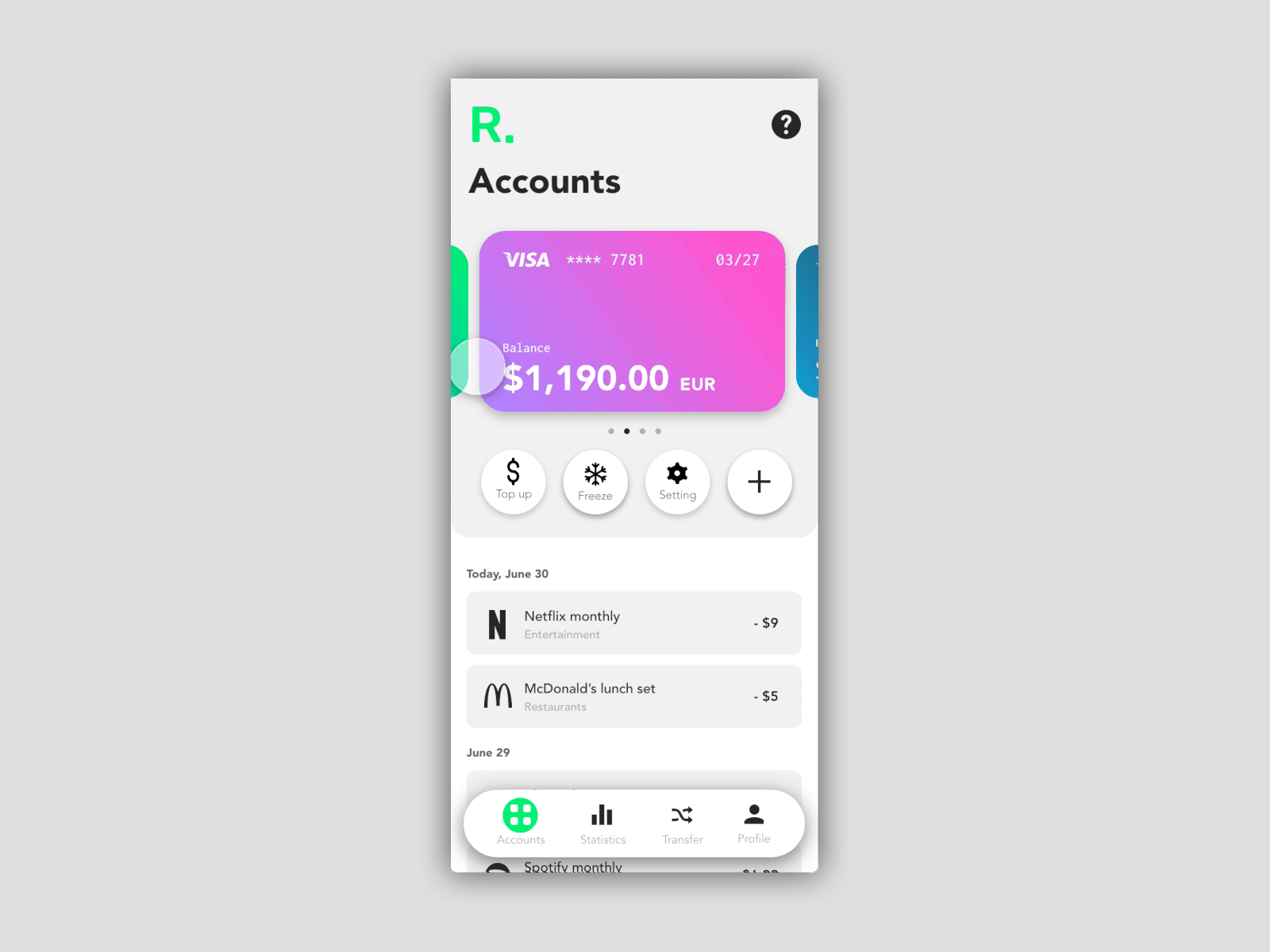 Account Robi Robi Bank App - Accounts Page by Yu-Hung, Ling on Dribbble