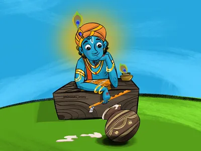 krishna illustration animation art artist artwork cartoon design designer designs drawing god graphic graphicdesign india indian krishna painting procreate procreateapp tradition traditional art