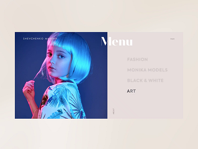 Website design for photographer Marina Shevchenko - Menu animation clean design dribbble fashion minimal photographer photographer website portfolio portfolio design prototype ui user experience user interface design ux webdesign website