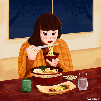 Ramen Girl cartoon illustration childrens book childrens illustration drawing gouache illustration japanese food kids illustration photoshop ramen