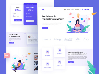 Social Media Marketing Landing Page homepage illustration landing page ui ux