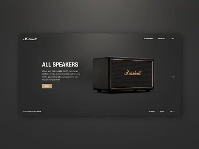 Marshall Website Redesign ( Hero Section ) dark mode dark ui design headphone hero page hero section marshall product redesign speaker speakers ui ui design ux ux desgin webdesign website website concept website design websites