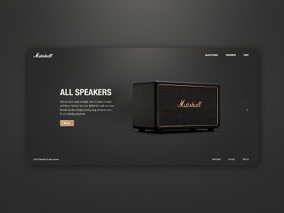 Marshall Website Redesign ( Hero Section ) dark mode dark ui design headphone hero page hero section marshall product redesign speaker speakers ui ui design ux ux desgin webdesign website website concept website design websites