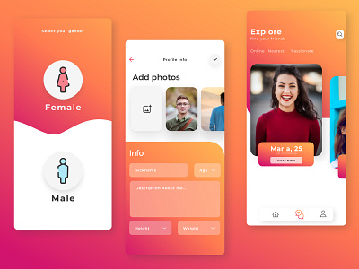 Dating Mobile App UI app app design dating dating app design gradient gradient design ui ux ui design ux design