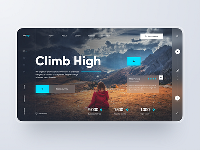 Landing Page: Travel Agency agency blue climbing dark design desktop figma futuristic landing mountains page tour tourism tours travel ui ux web website