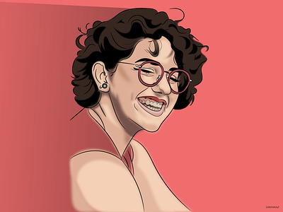 Delighted adobe illustrator art artwork colorful delight digital art drawing dribbble fashion girl glasses hairstyle happy illustration popart potrait smiling styish styish vector