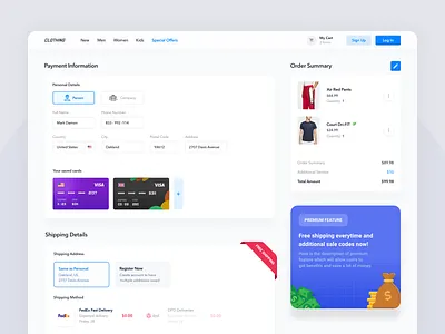 Clothing store - Checkout informations cards cart clothing colorful design shop shopping ui user experience user interface ux web website