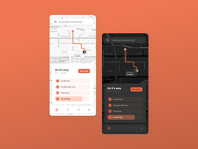 Food Delivery Map - Light & Dark android app design contrast design grid grid design grid layout illustration ui ux