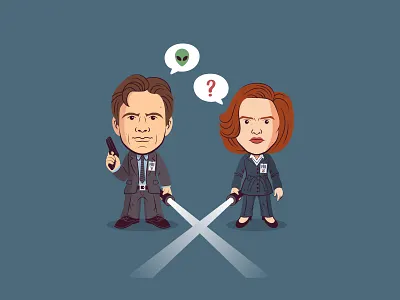 Mulder & Scully caracter design design illustration mulder scully sticker x files