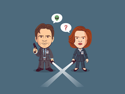 Mulder & Scully caracter design design illustration mulder scully sticker x files