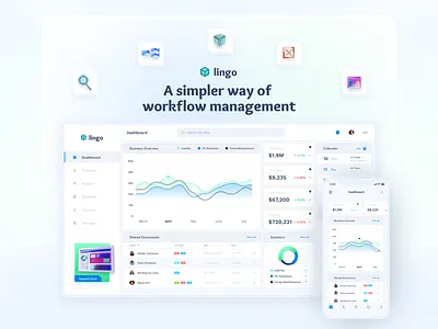 Lingo - Project Management Tool 3d animation app clean design management app mobile project ui uiux ux web webdesign website
