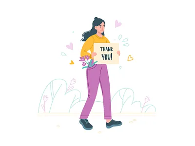 Thank you! 2d adobe illustrator art character design dots flat flat style illustartion textured thankyou vector woman