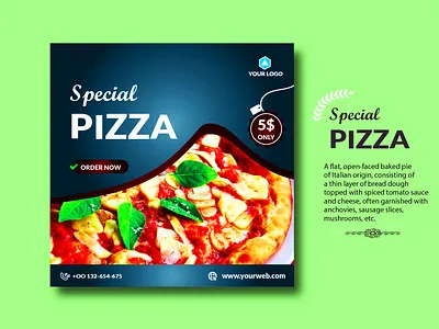 Special pizza banner design food illustrator instagrampost logo pizza print