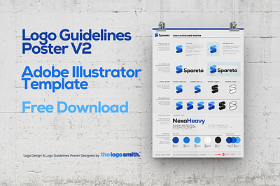Logo Guidelines Poster V2 Template - Free Download brand design brand guidelines brand identity branding free freebies freelance designer identity logo logo design logo designer logo grid logo guide logo guidelines logo marks logodesign logos portfolio template typography