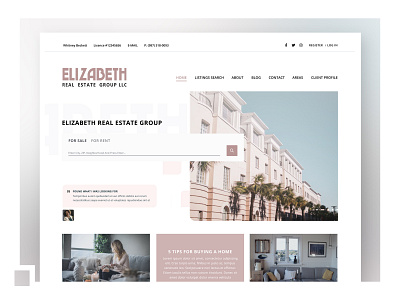 UX/UI: Real estate website theme area blog design header real estate search testimonial ui ux web website