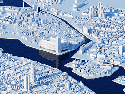 Icy Stockholm 🧊 3d 3d art 3d artist art blue buildings city city guide city illustration ice illustration isometric map maya 3d miniature render stockholm sweden vray winter