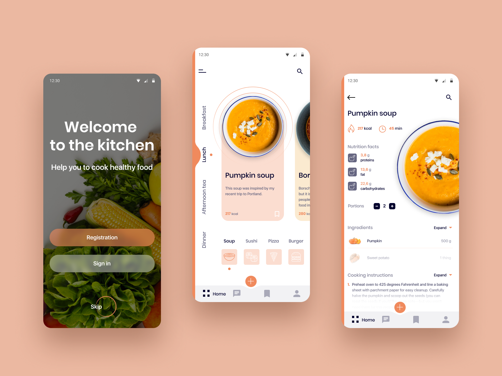 Example of Mobile App -  Cooking Recipe UX/UI Designer